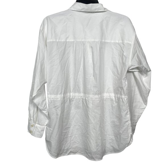 LOFT Drawstring Tunic Shirt Top Womens Small White Elastic Waist Business Casual - Picture 3 of 12
